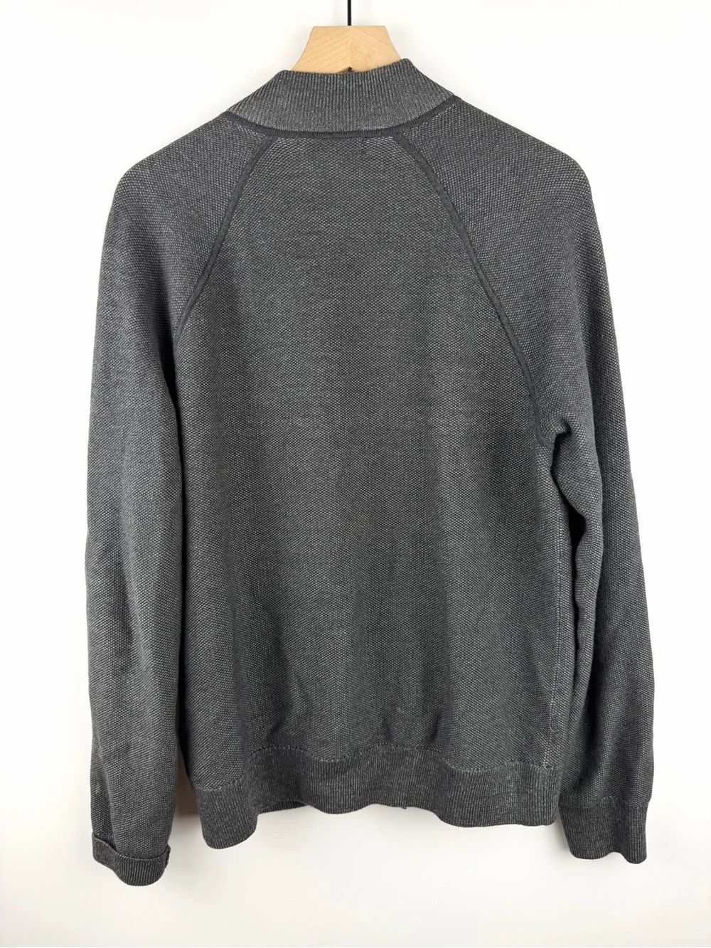 Banana Republic Men’s 100% Subpima Cotton Grey Zip Up Bomber Sweater Jacket M